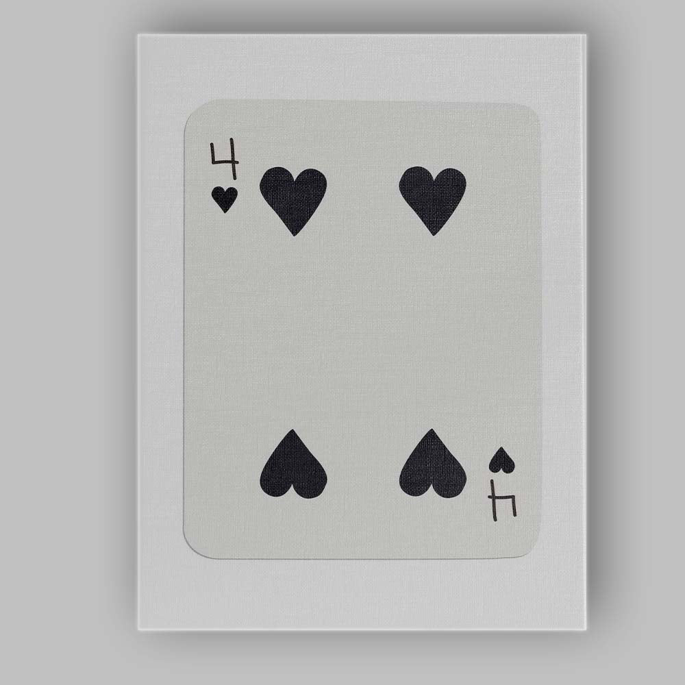 Minimalist Black Four of Hearts Playing Card Modern Classic Design Canvas Wall Art Print Decor Picture Ready to Hang