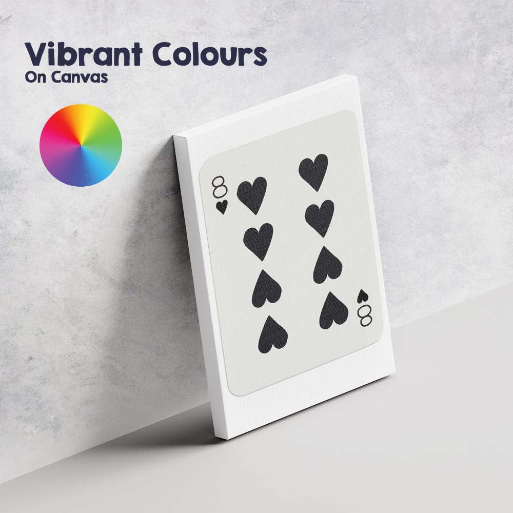 Minimalist Black Eight of Hearts Playing Card Modern Classic Design Canvas Wall Art Print Decor Picture Ready to Hang