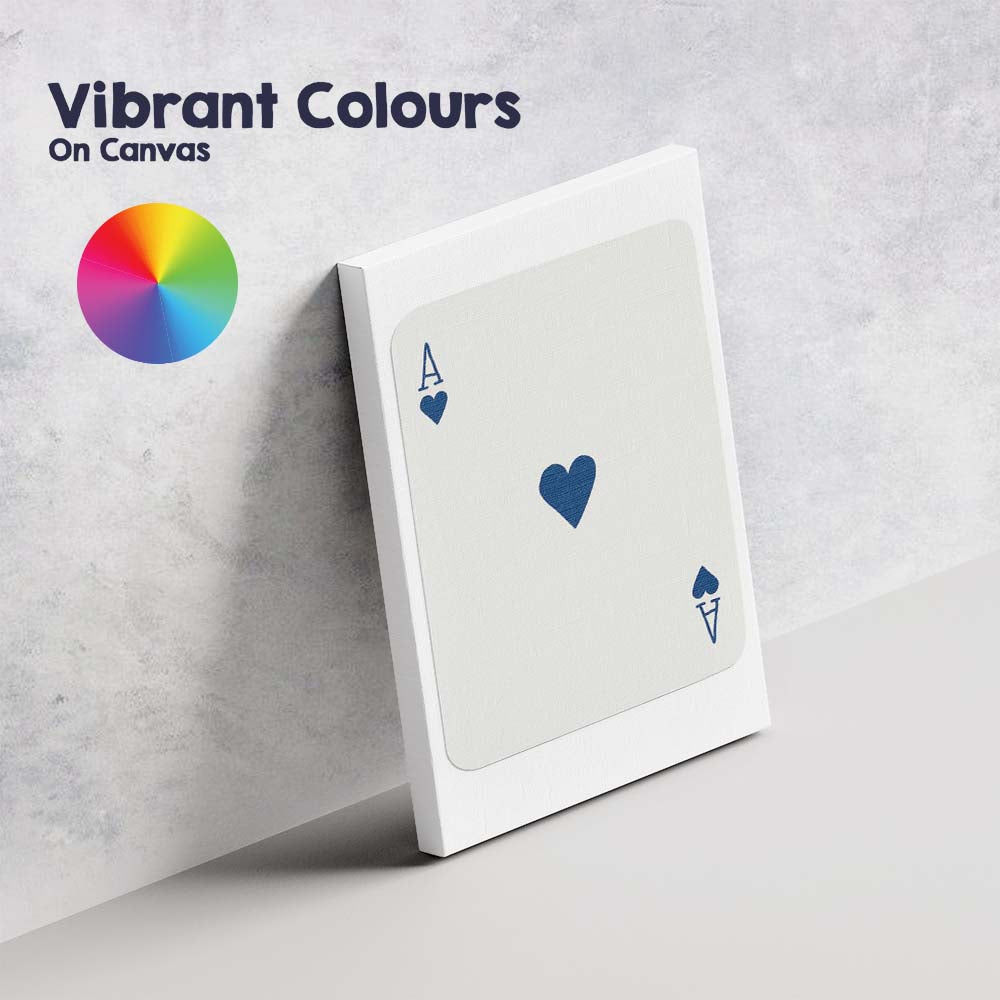 Minimalist Blue Ace of Hearts Playing Card Modern Simple Design Canvas Wall Art Print Decor Picture Ready to Hang