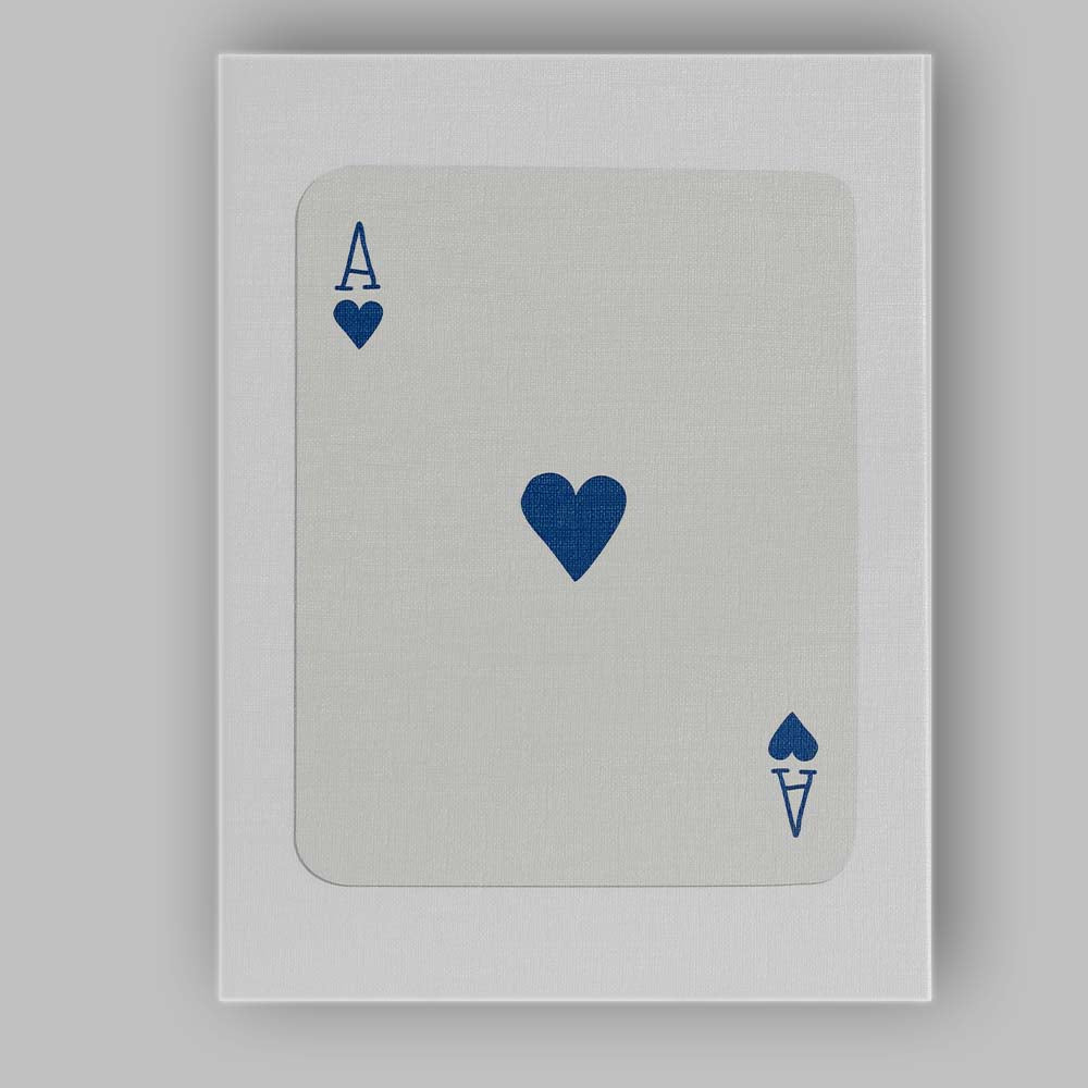 Minimalist Blue Ace of Hearts Playing Card Modern Simple Design Canvas Wall Art Print Decor Picture Ready to Hang