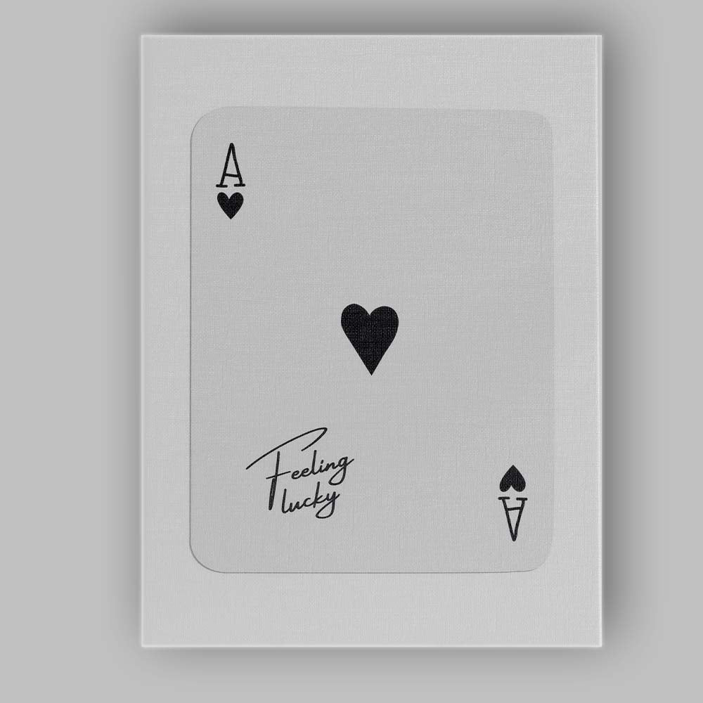 Minimalist Black Ace of Hearts Feeling Lucky Typography Playing Card Canvas Wall Art Print Decor Picture Ready to Hang