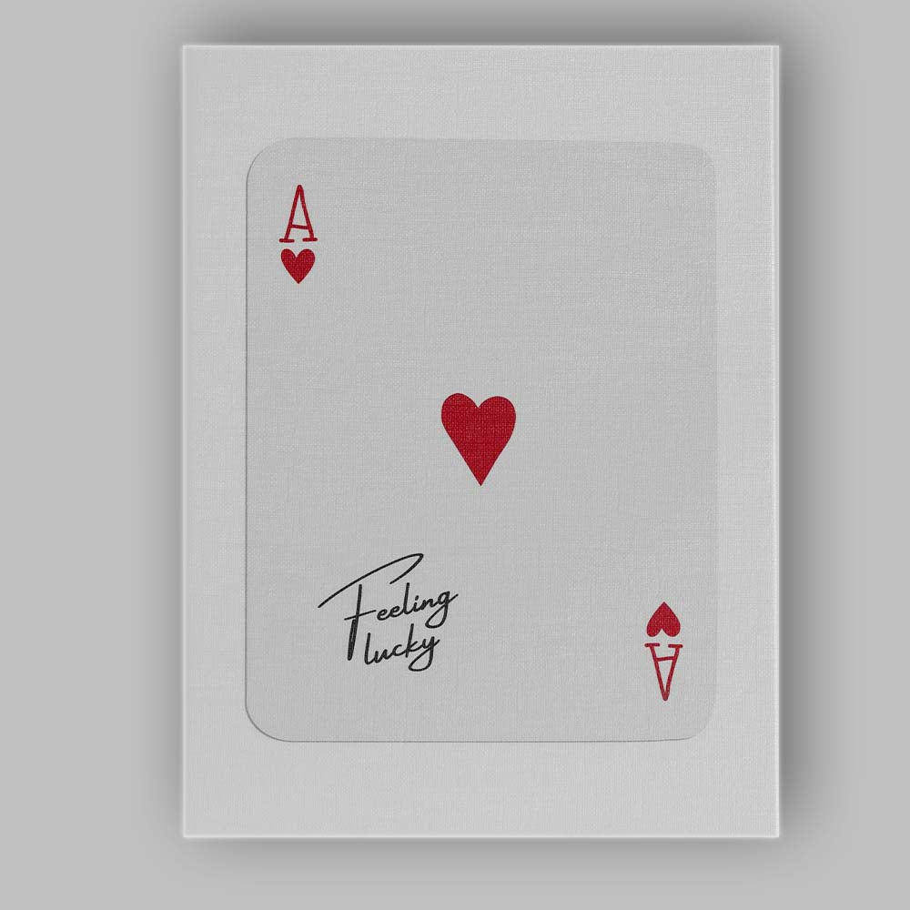 Minimalist Red Ace of Hearts Feeling Lucky Typography Playing Card Canvas Wall Art Print Decor Picture Ready to Hang