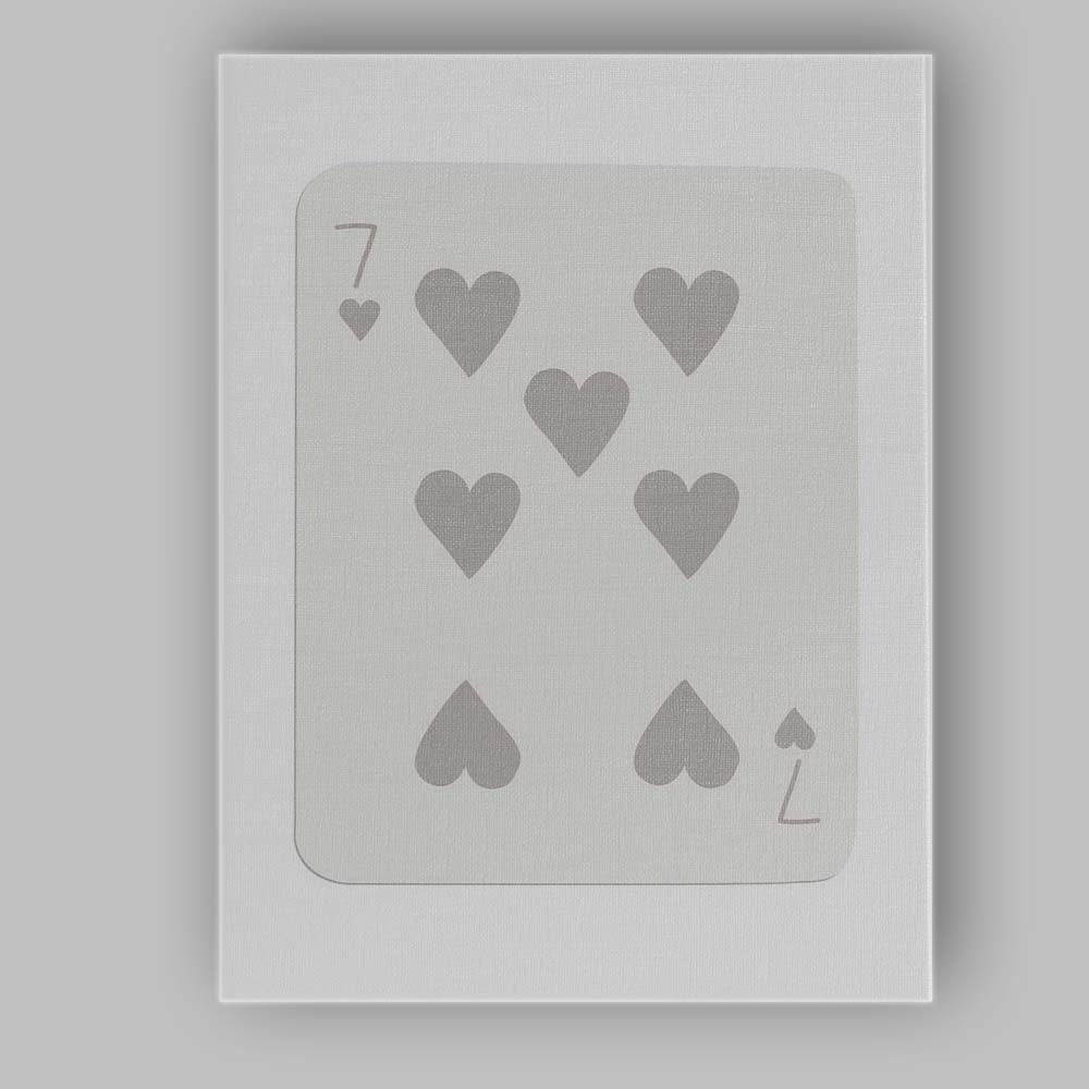 Minimalist Soft Grey Seven of Hearts Playing Card Modern Neutral Design Canvas Wall Art Print Decor Picture Ready to Hang