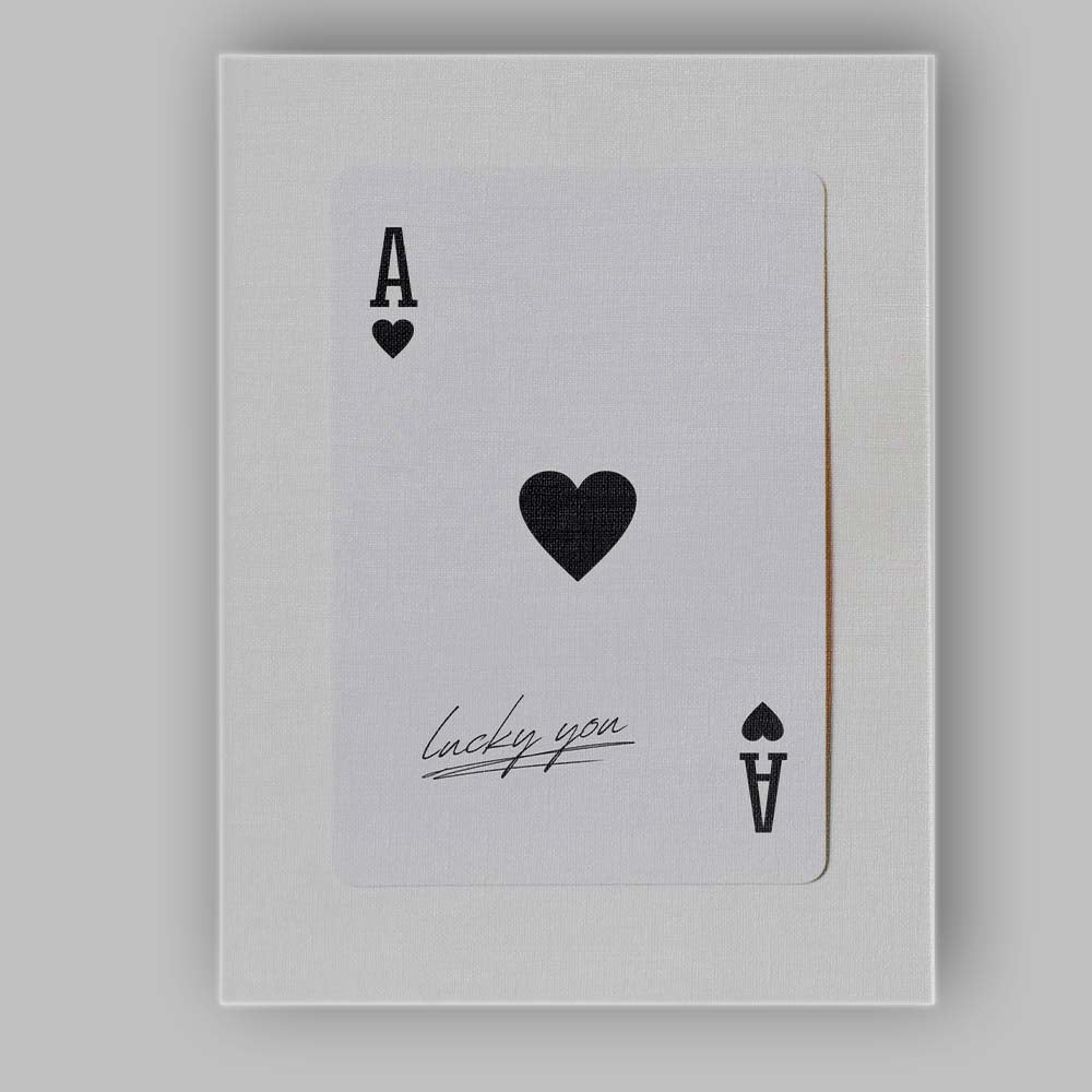 Minimalist Black Ace of Hearts Lucky You Typography Playing Card Canvas Wall Art Print Decor Picture Ready to Hang
