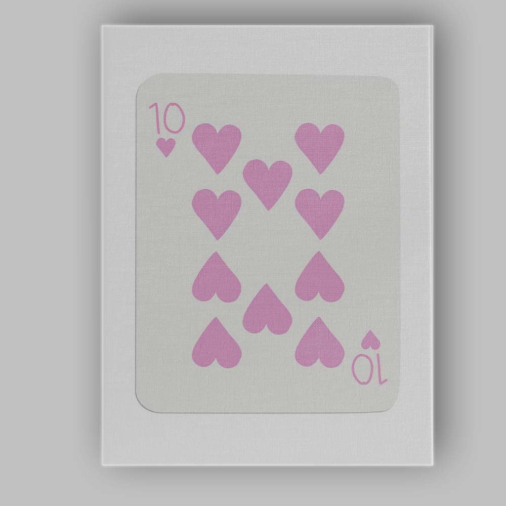 Minimalist Pastel Pink Ten of Hearts Playing Card Canvas Wall Art Print Decor Picture Ready to Hang