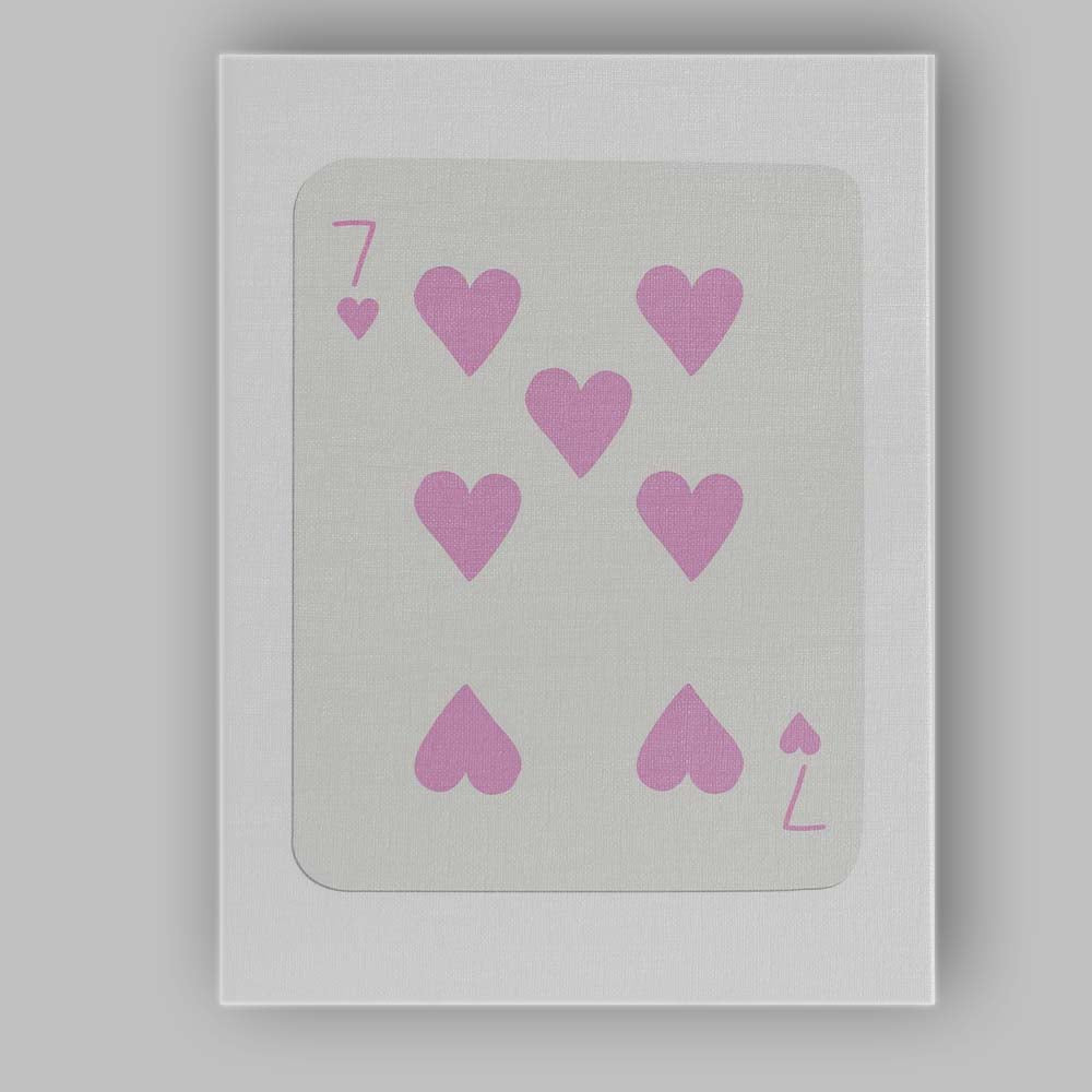Minimalist Pastel Pink Seven of Hearts Playing Card Canvas Wall Art Print Decor Picture Ready to Hang