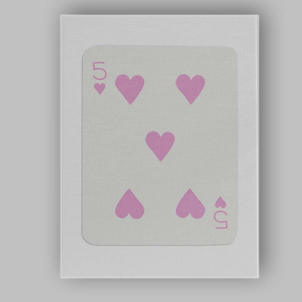 Minimalist Pastel Pink Five of Hearts Playing Card Canvas Wall Art Print Decor Picture Ready to Hang