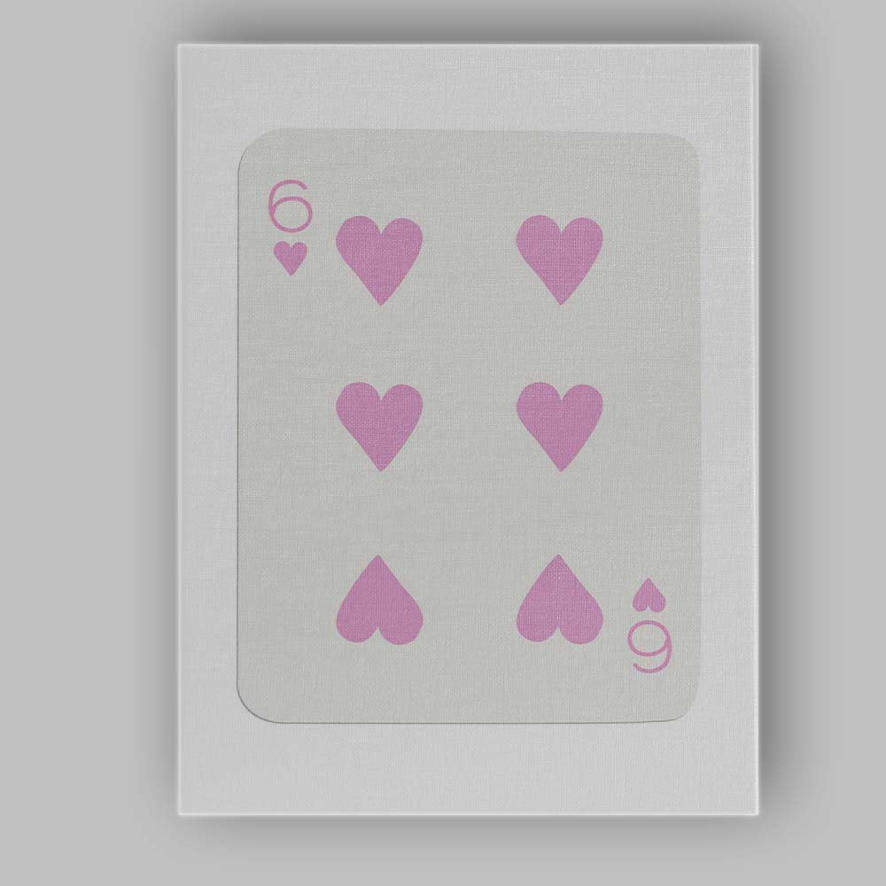 Minimalist Pastel Pink Six of Hearts Playing Card Canvas Wall Art Print Decor Picture Ready to Hang