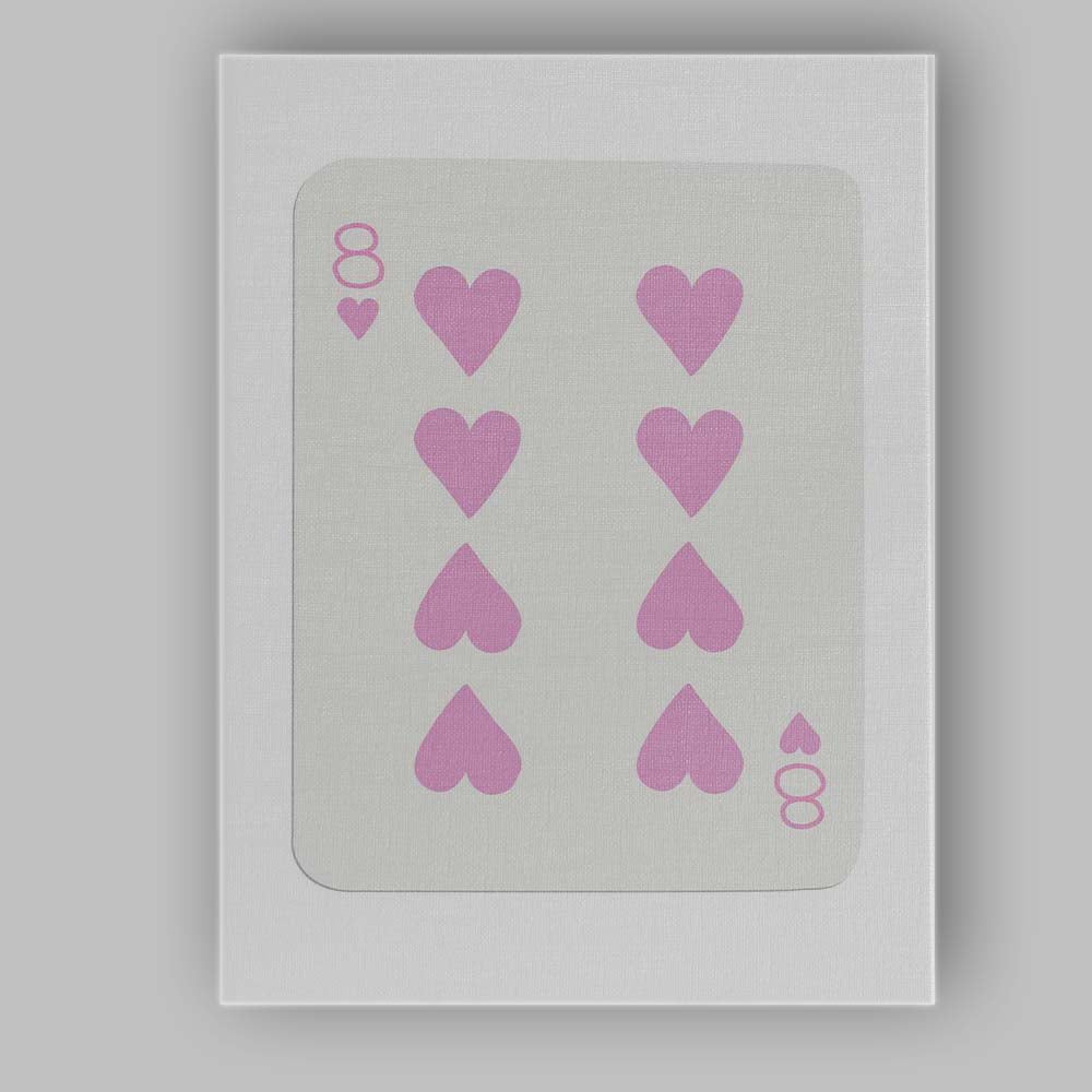 Minimalist Pastel Pink Eight of Hearts Playing Card Canvas Wall Art Print Decor Picture Ready to Hang
