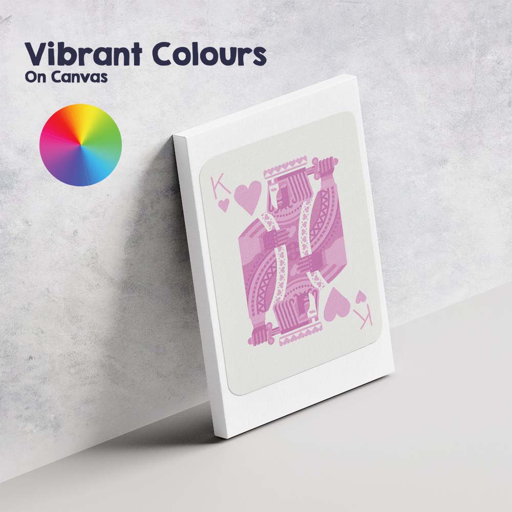 Minimalist Pastel Pink King of Hearts Playing Card Illustration Canvas Wall Art Print Decor Picture Ready to Hang