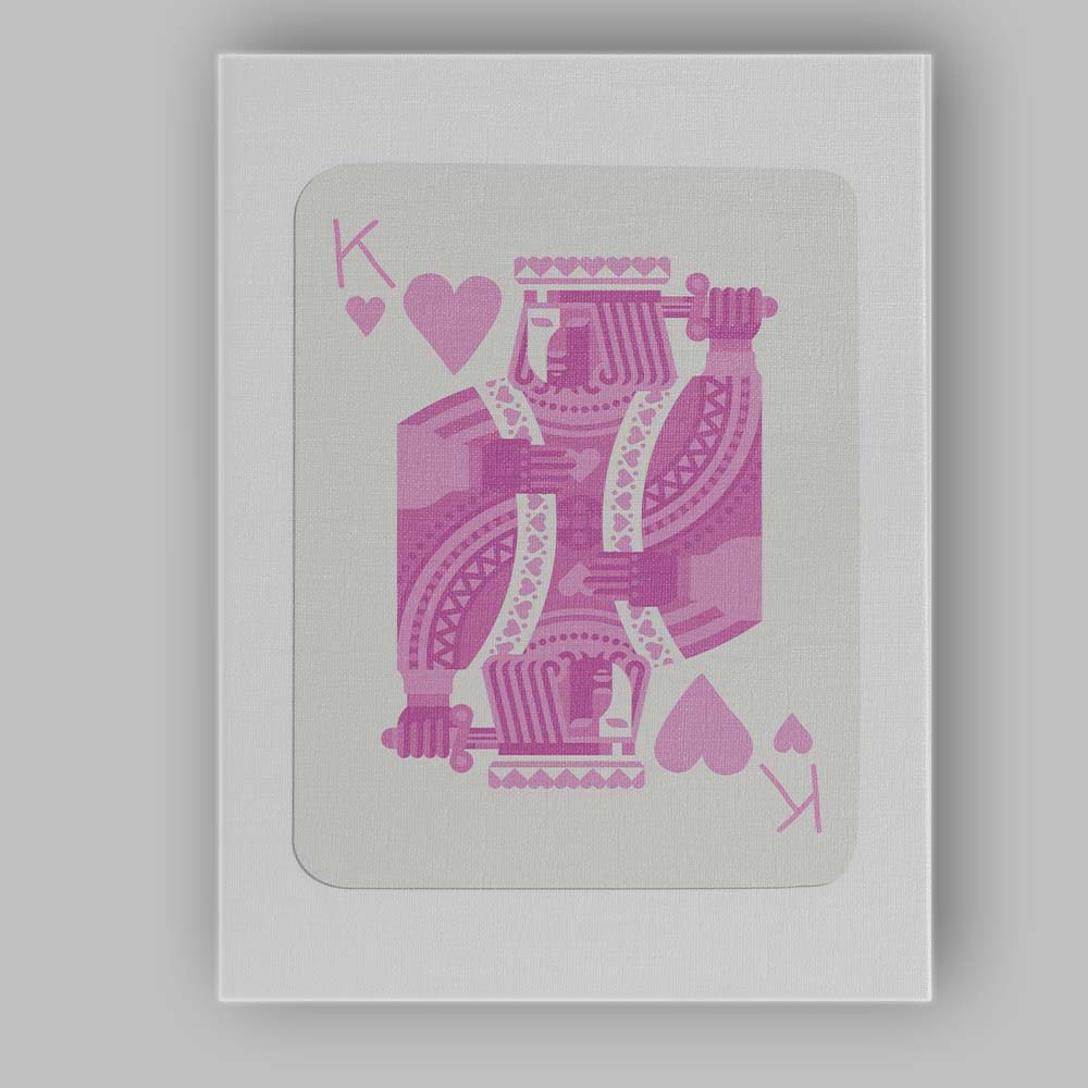 Minimalist Pastel Pink King of Hearts Playing Card Illustration Canvas Wall Art Print Decor Picture Ready to Hang