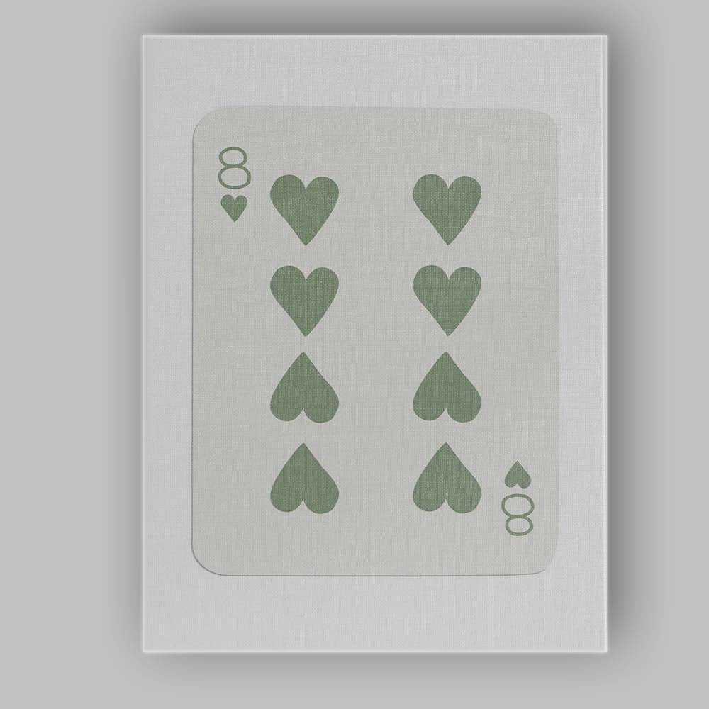 Minimalist Sage Green Eight of Hearts Playing Card Canvas Wall Art Print Decor Picture Ready to Hang