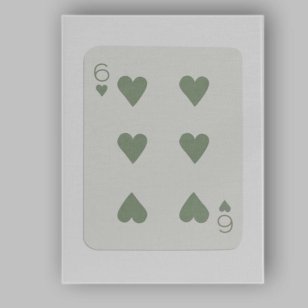 Minimalist Sage Green Six of Hearts Playing Card Canvas Wall Art Print Decor Picture Ready to Hang