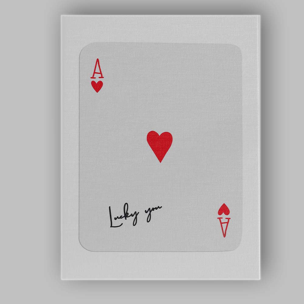 Minimalist Red Lucky You Ace of Hearts Playing Card Canvas Wall Art Print Decor Picture Ready to Hang