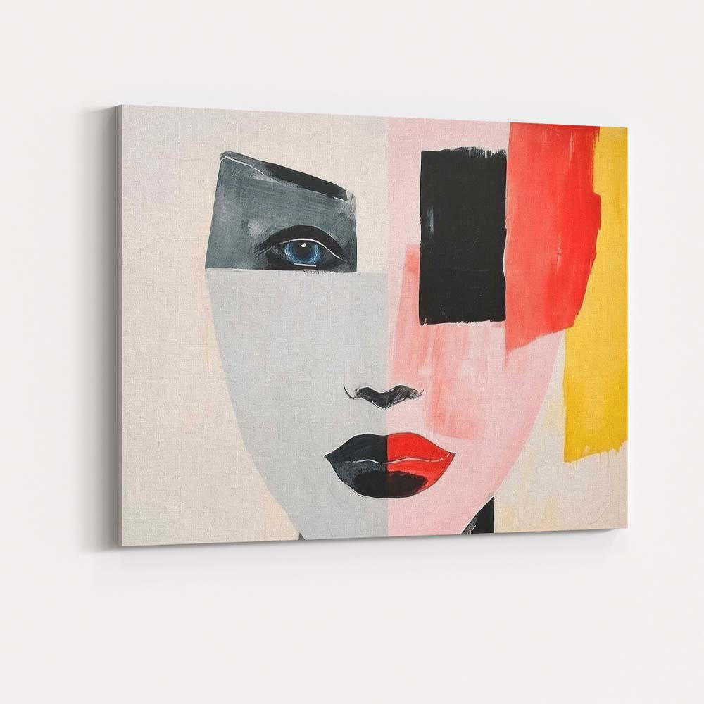 Abstract Female Face Geometric Colour Block Portrait Canvas Wall Art Print Decor Picture Ready to Hang
