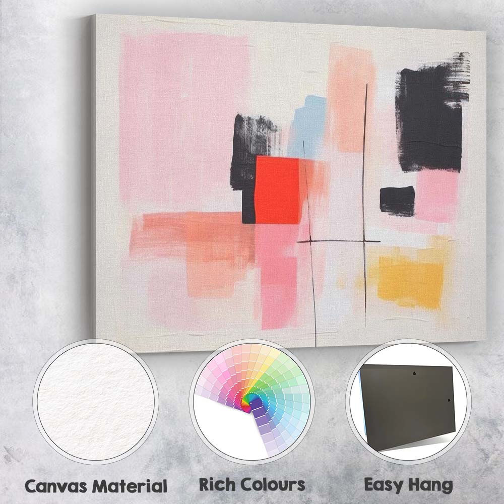 Soft Pink Colour Block Minimalist Abstract Painting Canvas Wall Art Print Decor Picture Ready to Hang