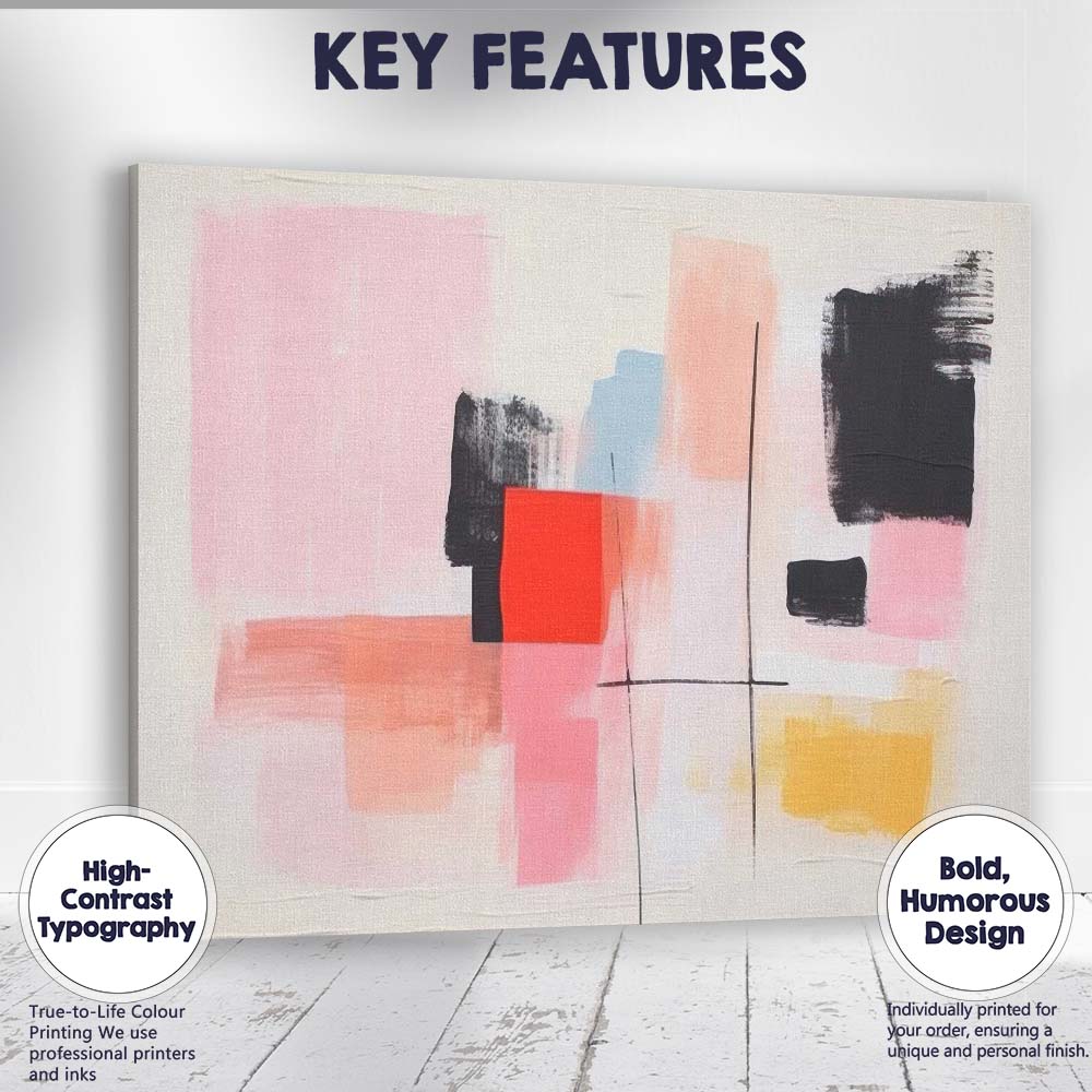 Soft Pink Colour Block Minimalist Abstract Painting Canvas Wall Art Print Decor Picture Ready to Hang