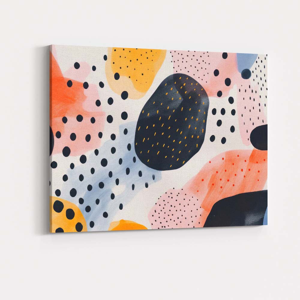 Contemporary Abstract Polka Dot Organic Shapes Pattern Canvas Wall Art Print Decor Picture Ready to Hang