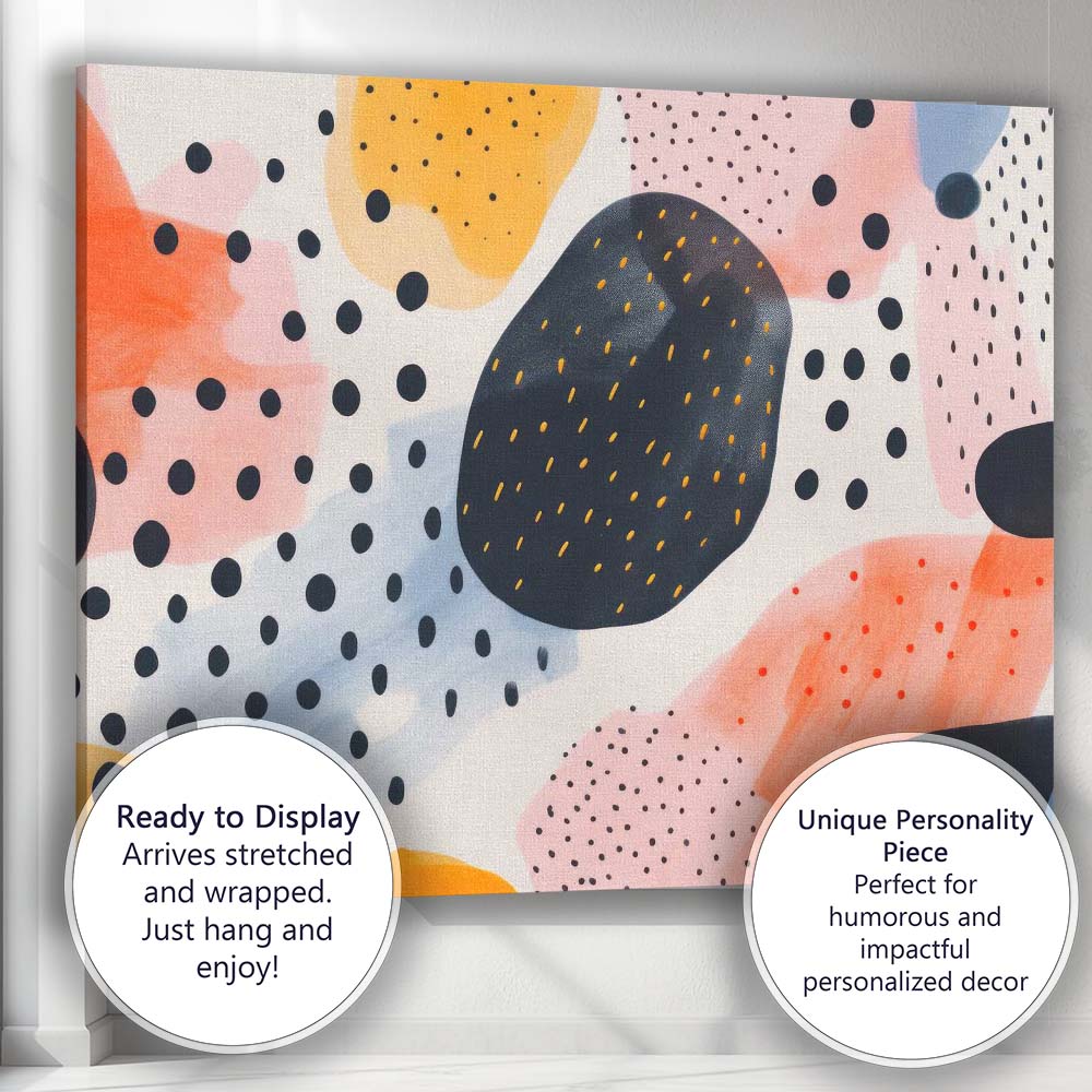 Contemporary Abstract Polka Dot Organic Shapes Pattern Canvas Wall Art Print Decor Picture Ready to Hang
