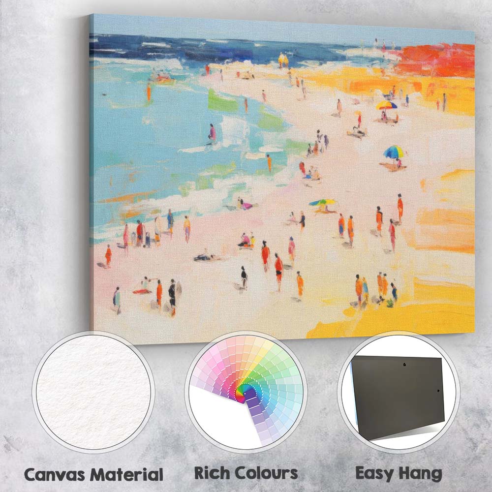 Impressionist Summer Beach Seascape Coastal Holiday Canvas Wall Art Print Decor Picture Ready to Hang