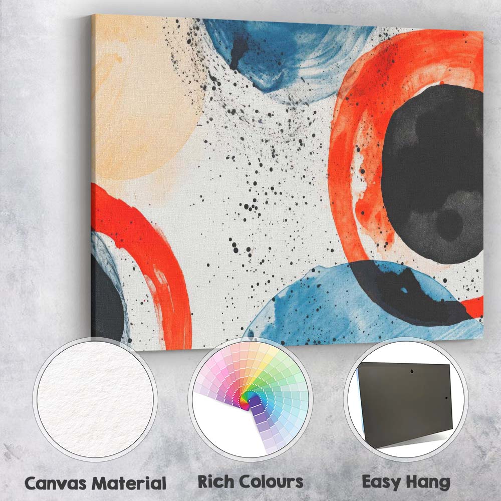 Contemporary Abstract Geometric Circle Watercolour Composition Canvas Wall Art Print Decor Picture Ready to Hang