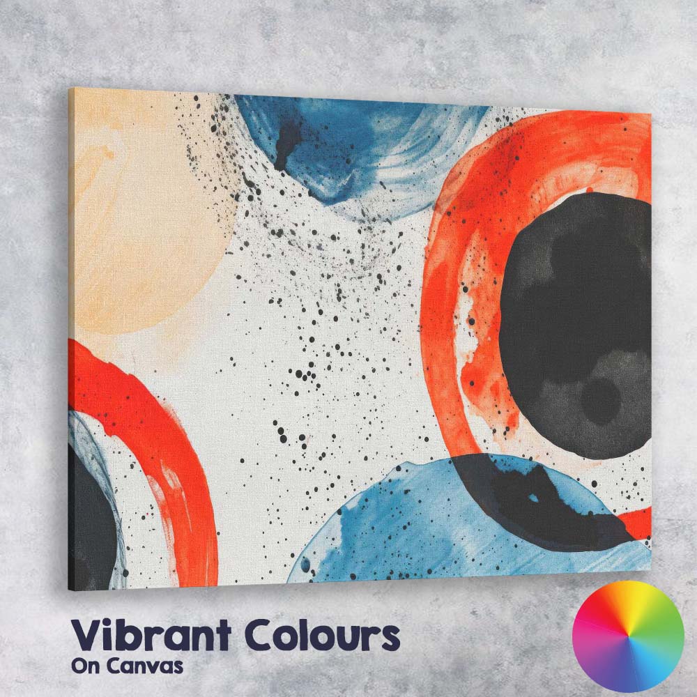 Contemporary Abstract Geometric Circle Watercolour Composition Canvas Wall Art Print Decor Picture Ready to Hang