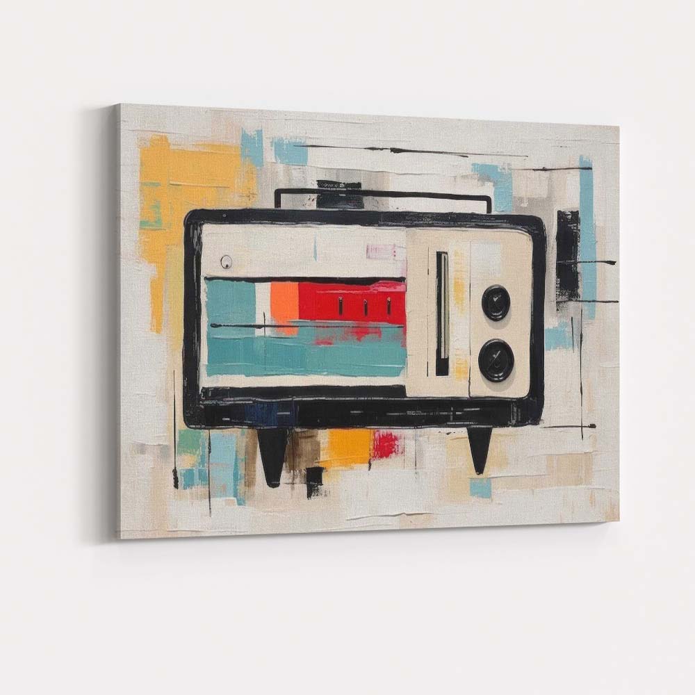 Abstract Mid Century Modern Retro Television Illustration Canvas Wall Art Print Decor Picture Ready to Hang