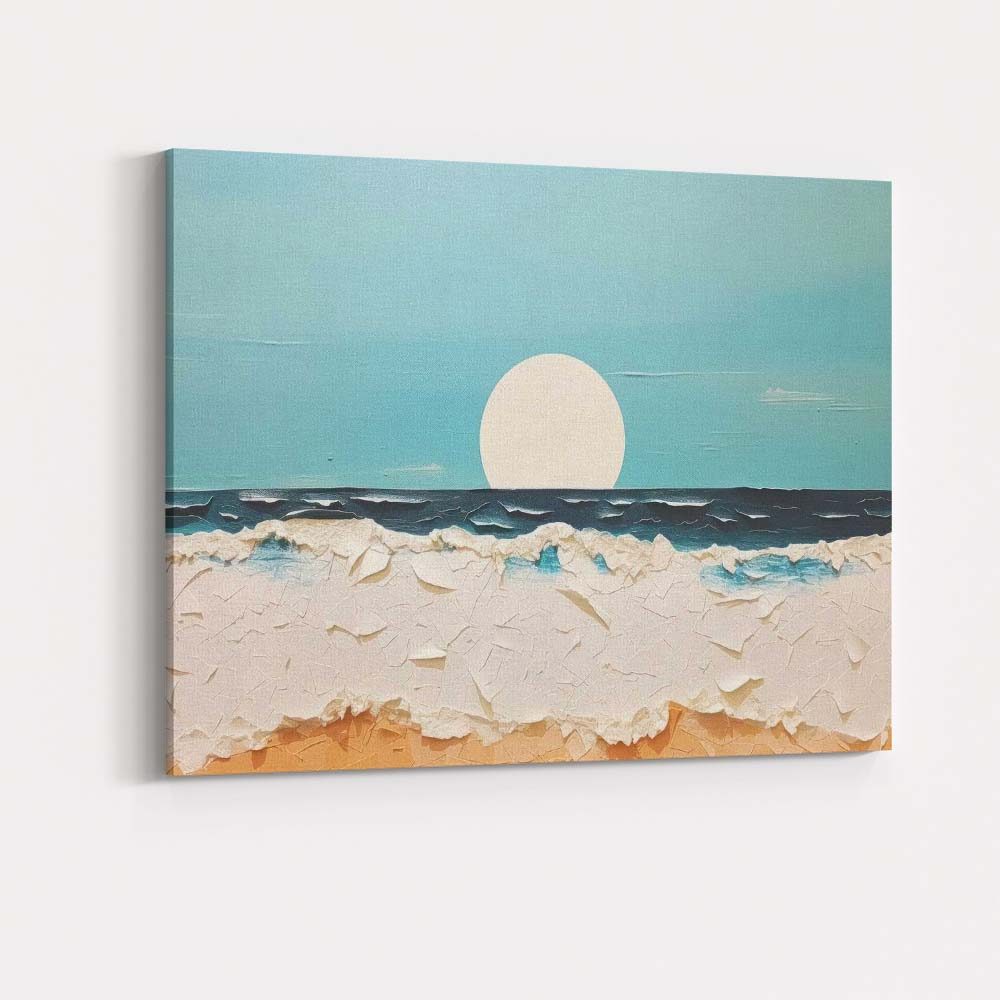 Minimalist Ocean Sunset Seascape Textured Coastal Landscape Canvas Wall Art Print Decor Picture Ready to Hang