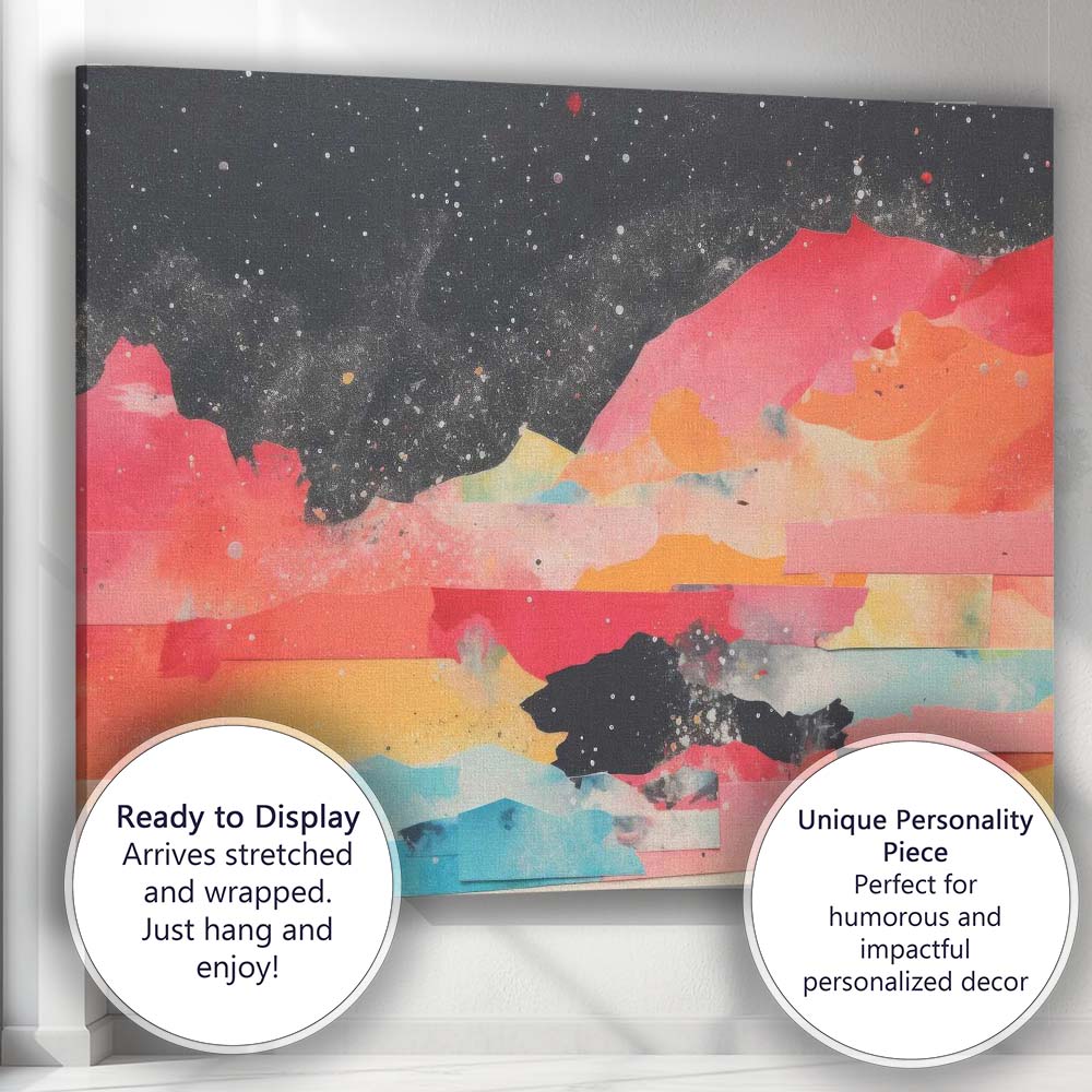 Abstract Cosmic Landscape Watercolour Galaxy Horizon Canvas Wall Art Print Decor Picture Ready to Hang