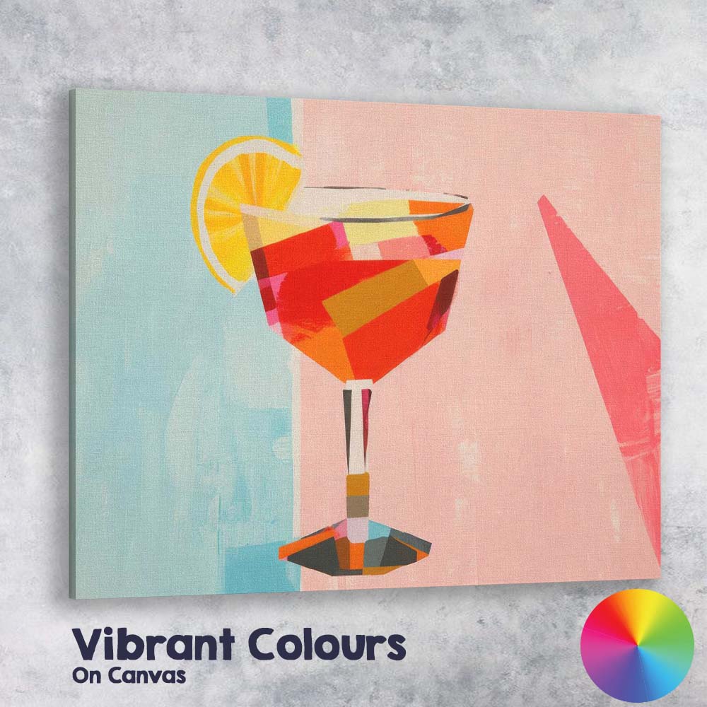 Modern Colour Block Cocktail Glass Citrus Illustration Canvas Wall Art Print Decor Picture Ready to Hang