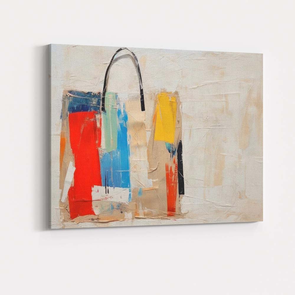 Abstract Colour Block Fashion Handbag Modern Painting Canvas Wall Art Print Decor Picture Ready to Hang