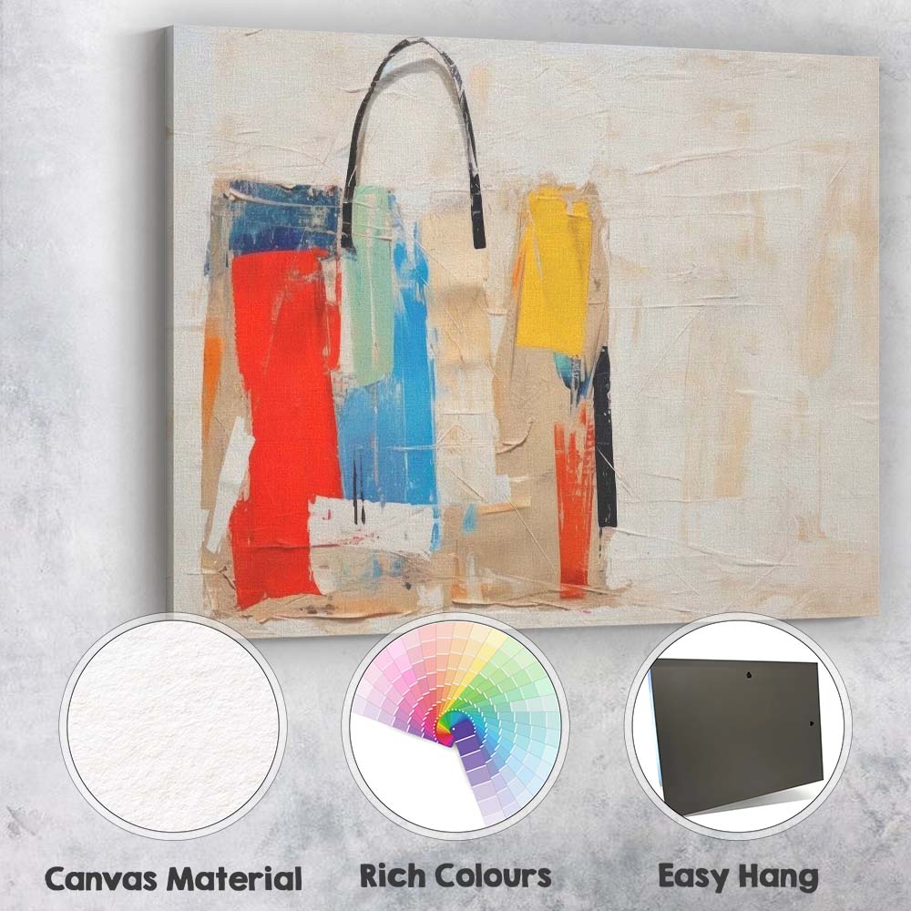 Abstract Colour Block Fashion Handbag Modern Painting Canvas Wall Art Print Decor Picture Ready to Hang