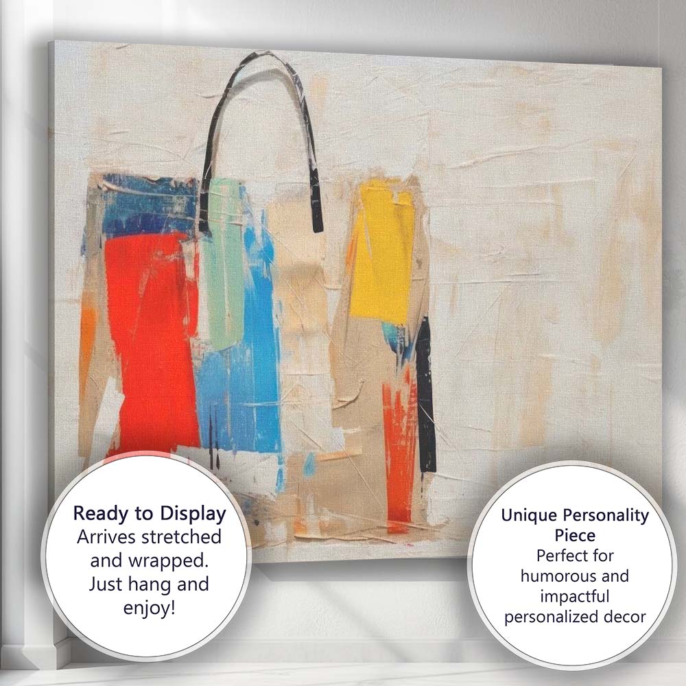Abstract Colour Block Fashion Handbag Modern Painting Canvas Wall Art Print Decor Picture Ready to Hang