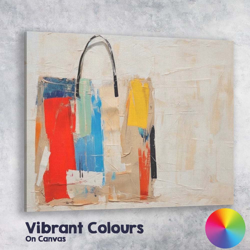 Abstract Colour Block Fashion Handbag Modern Painting Canvas Wall Art Print Decor Picture Ready to Hang