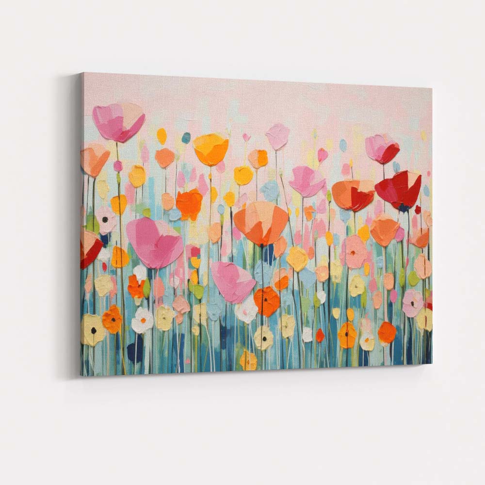 Colourful Abstract Wildflower Meadow Palette Knife Floral Canvas Wall Art Print Decor Picture Ready to Hang