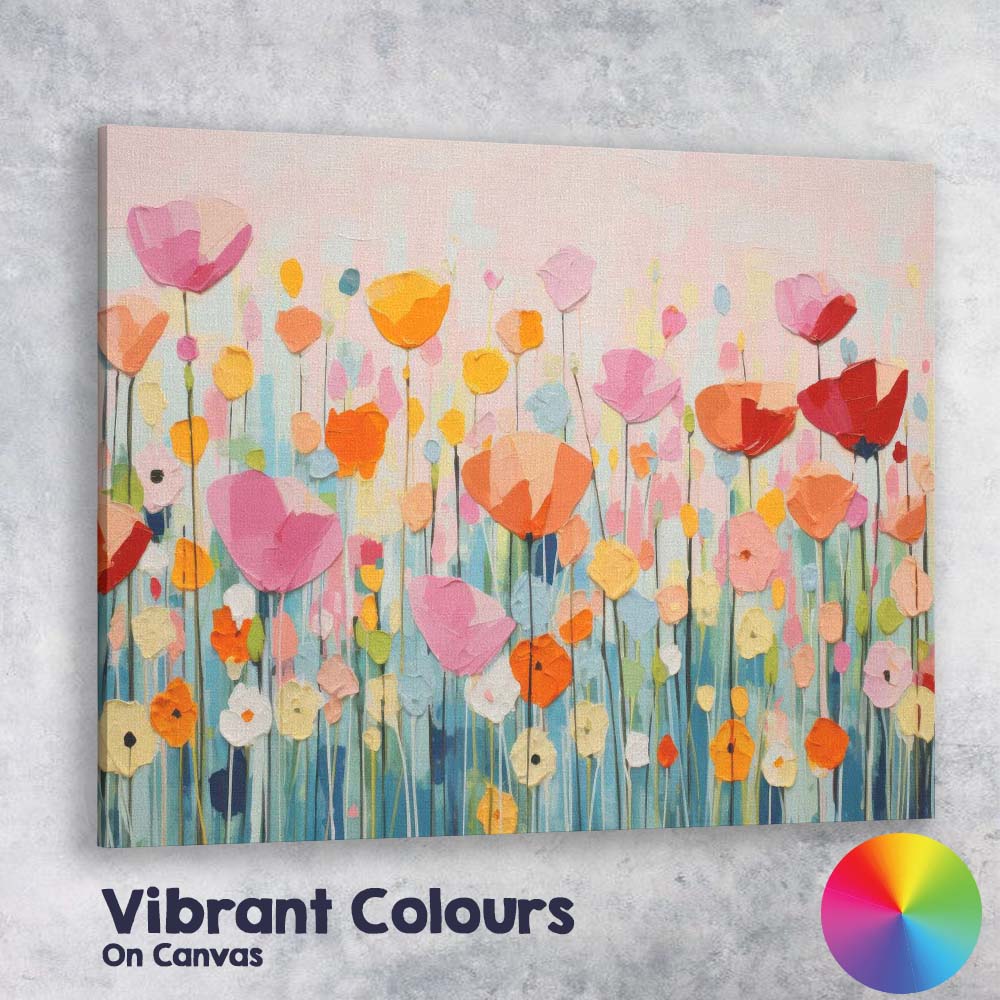 Colourful Abstract Wildflower Meadow Palette Knife Floral Canvas Wall Art Print Decor Picture Ready to Hang