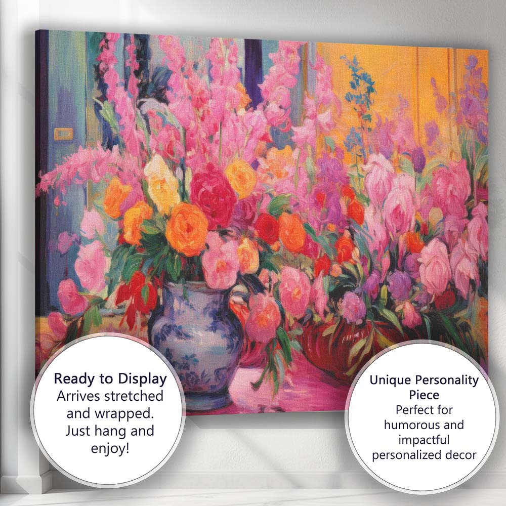 Luxurious Colourful Floral Bouquet Still Life Impressionist Canvas Wall Art Print Decor Picture Ready to Hang