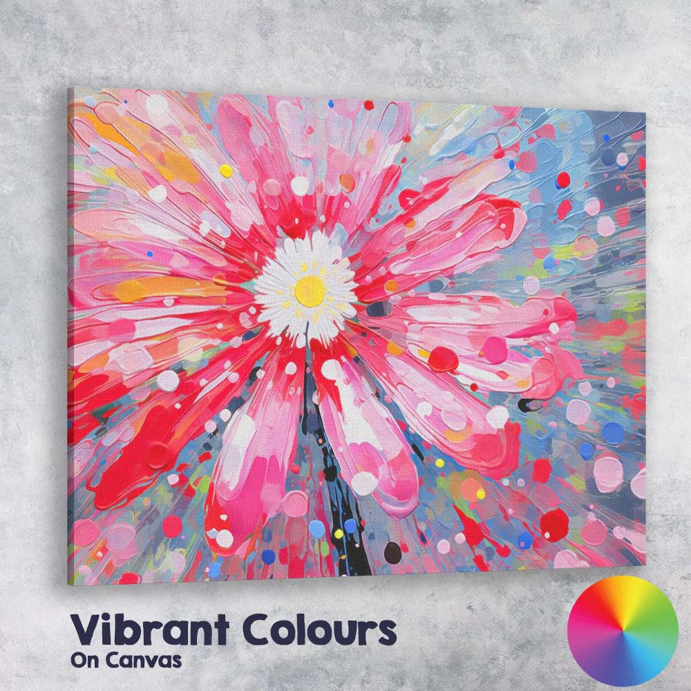 Abstract Pink Daisy Splash Floral Modern Canvas Wall Art Print Decor Picture Ready to Hang