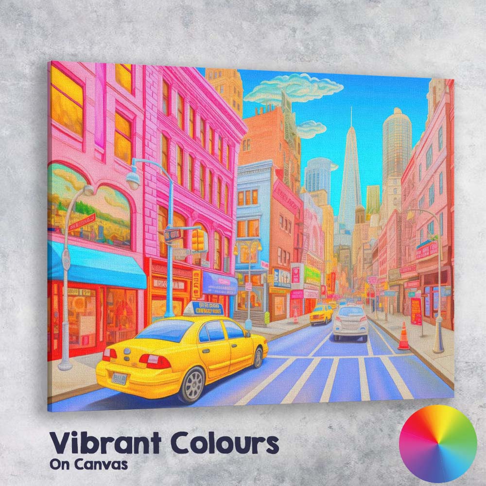 Colourful Modern City Street Urban Pop Art Canvas Wall Art Print Decor Picture Ready to Hang