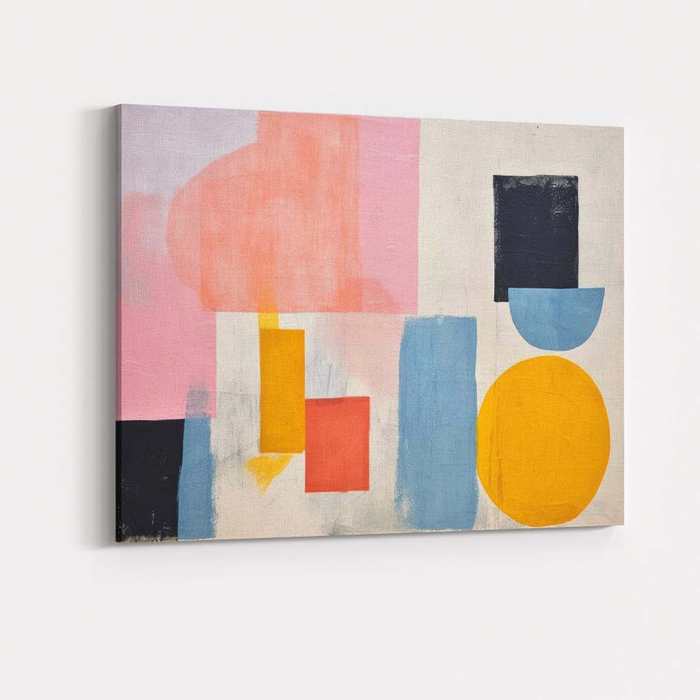 Abstract Pastel Geometric Shapes Mid Century Modern Canvas Wall Art Print Decor Picture Ready to Hang