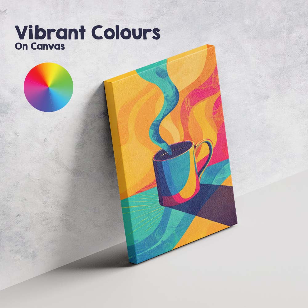Modern Colourful Abstract Coffee Cup Contemporary Pop Art Canvas Wall Art Print Decor Picture Ready to Hang