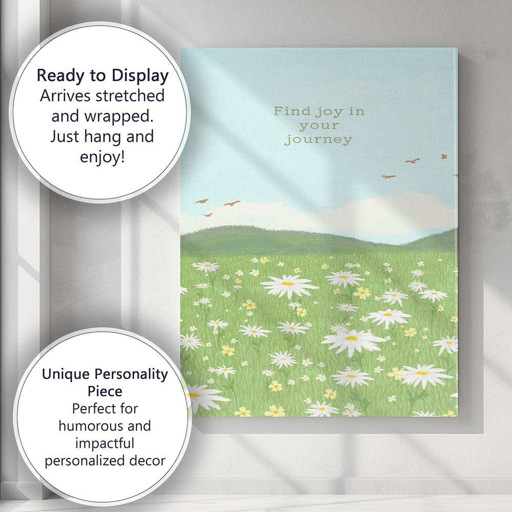 Inspirational Daisy Wildflower Meadow Quote Minimalist Landscape Canvas Wall Art Print Decor Picture Ready to Hang