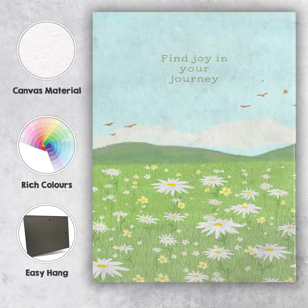 Inspirational Daisy Wildflower Meadow Quote Minimalist Landscape Canvas Wall Art Print Decor Picture Ready to Hang