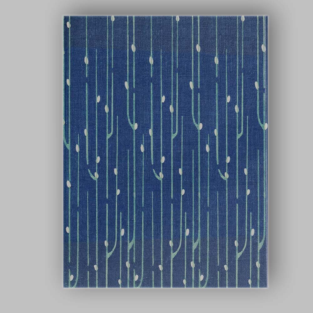 Indigo Blue Minimalist Vertical Botanical Stem Repeat Pattern Canvas Wall Art Print Decor Picture Ready to Hang