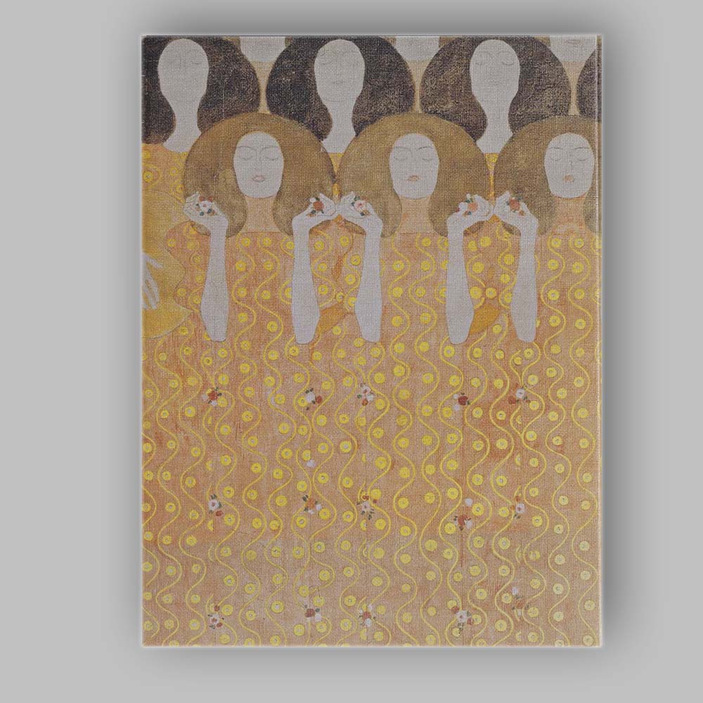 Golden Art Nouveau Women Pattern Inspired Decorative Portrait Canvas Wall Art Print Decor Picture Ready to Hang