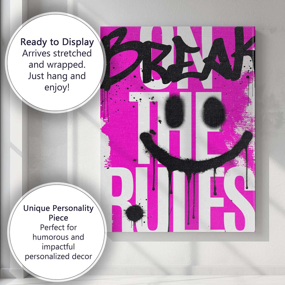 Dream Big Smile Face Graffiti Typography Street Art Canvas Wall Art Print Decor Picture Ready to Hang