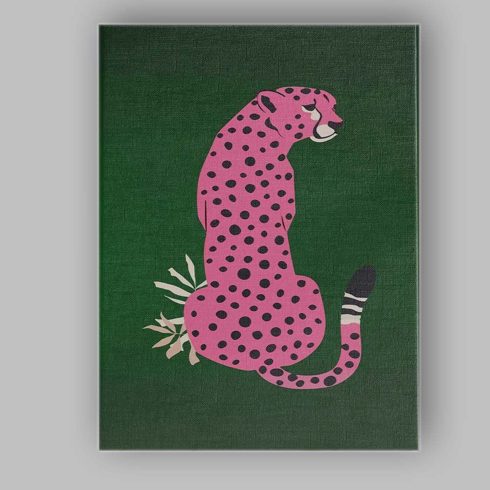 Pink Leopard Jungle Animal Contemporary Minimalist Illustration Canvas Wall Art Print Decor Picture Ready to Hang