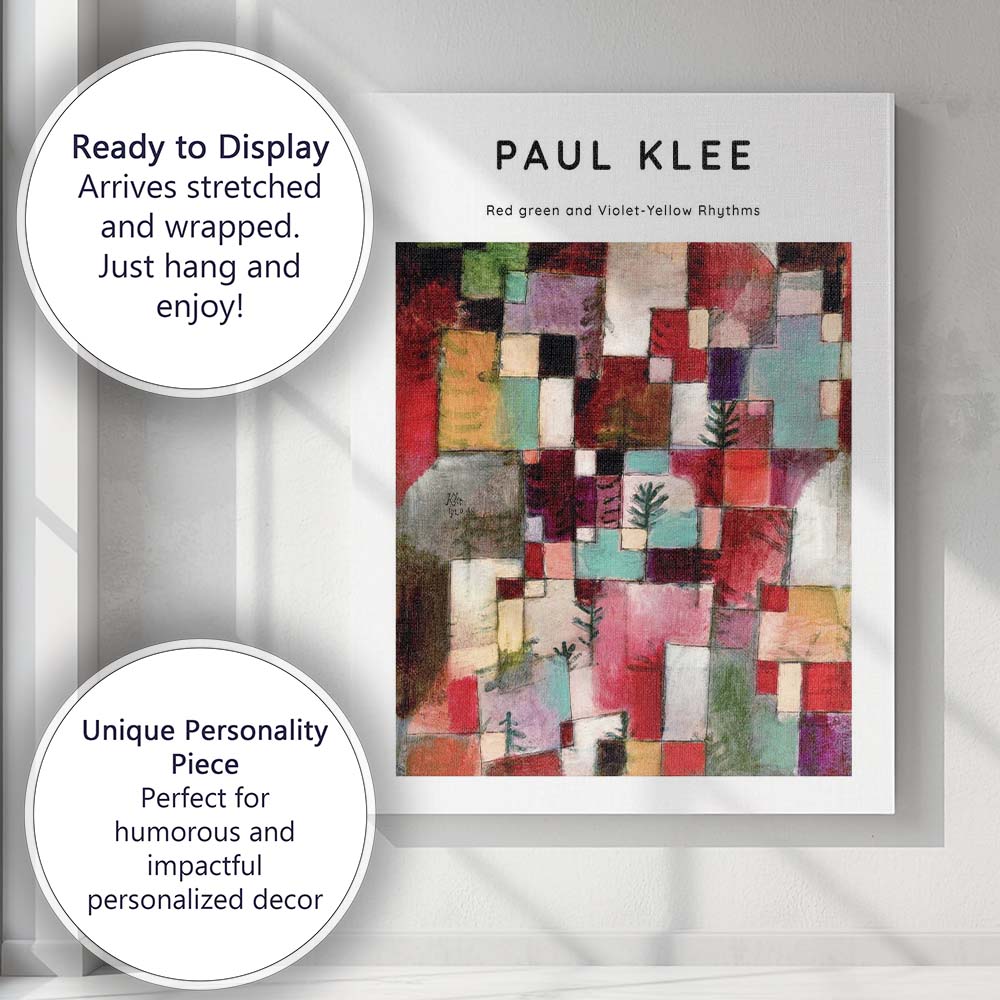 Paul Klee Red Green And Violet Yellow Rhythms Abstract Museum Art Canvas Wall Art Print Decor Picture Ready to Hang
