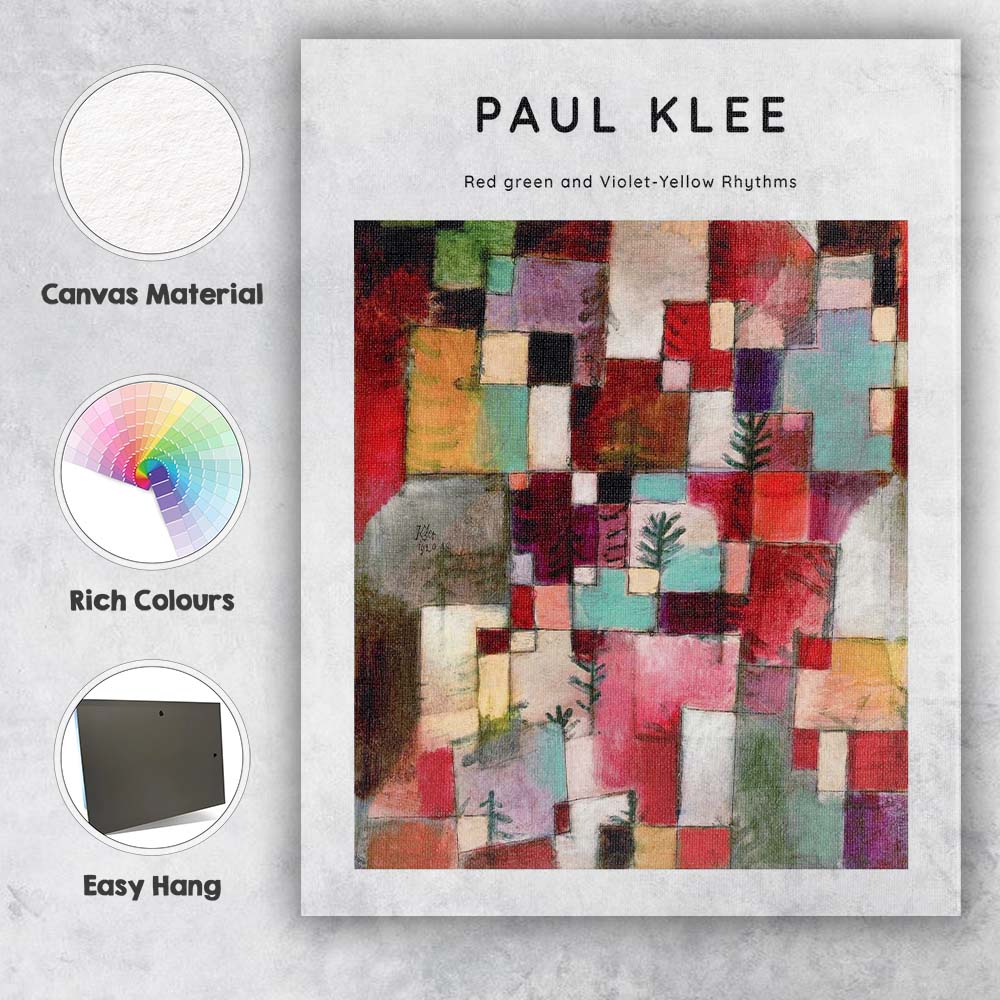 Paul Klee Red Green And Violet Yellow Rhythms Abstract Museum Art Canvas Wall Art Print Decor Picture Ready to Hang