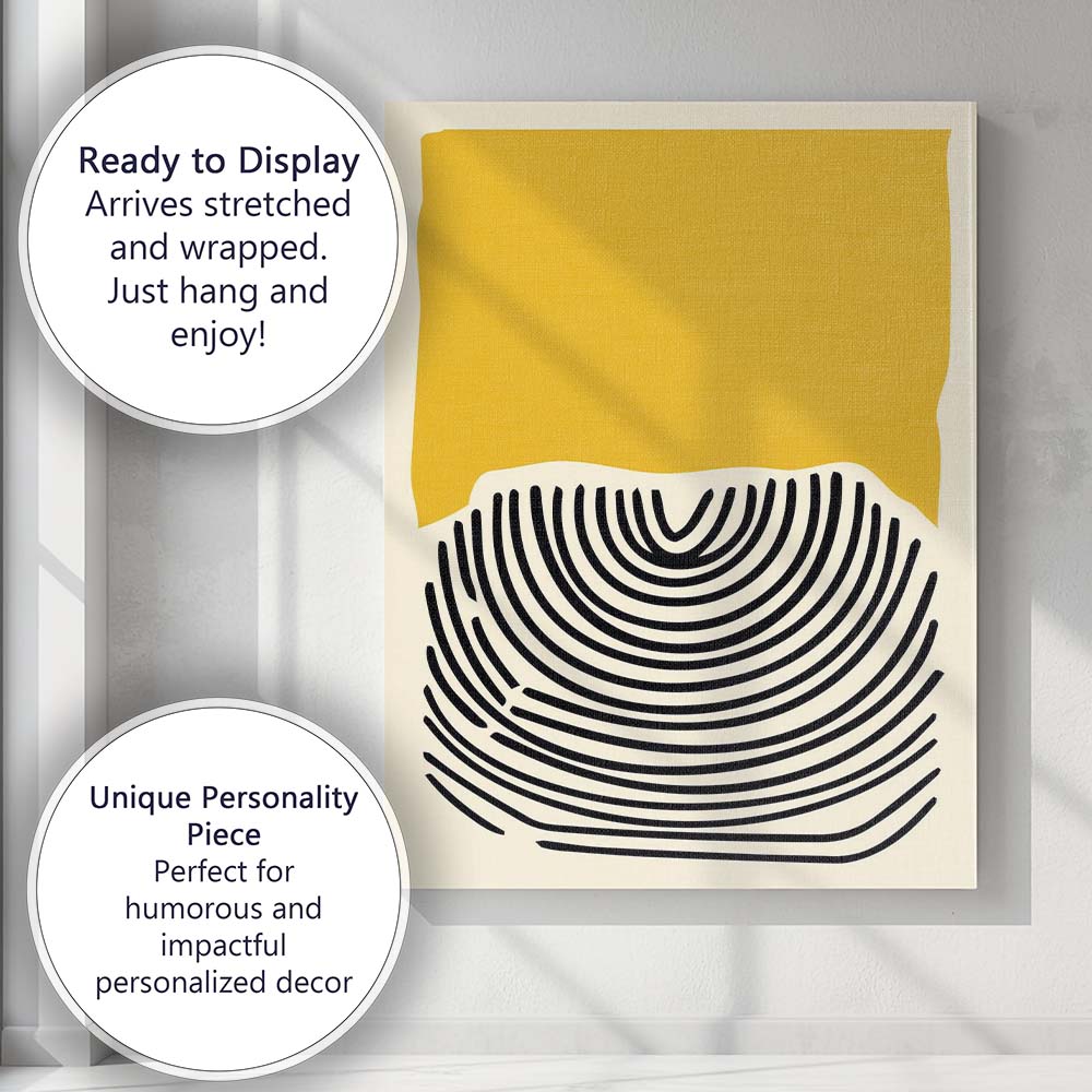 Mustard Yellow Abstract Arch Line Art Minimalist Contemporary Canvas Wall Art Print Decor Picture Ready to Hang